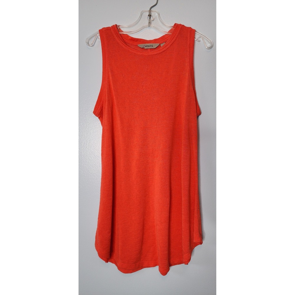 Athleta Tank Top Women XS Coral Orange Excellent Sleeveless Curved Hem Knit